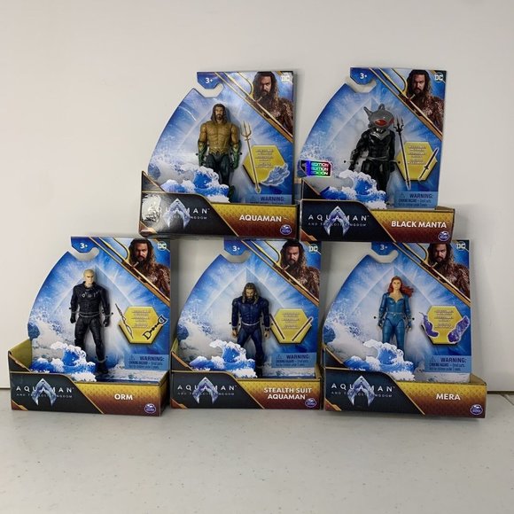 4" DC Aquaman The Lost Kingdom Aquaman, Mera, Black Manta, Orm 2023 Complete Set - Picture 1 of 6